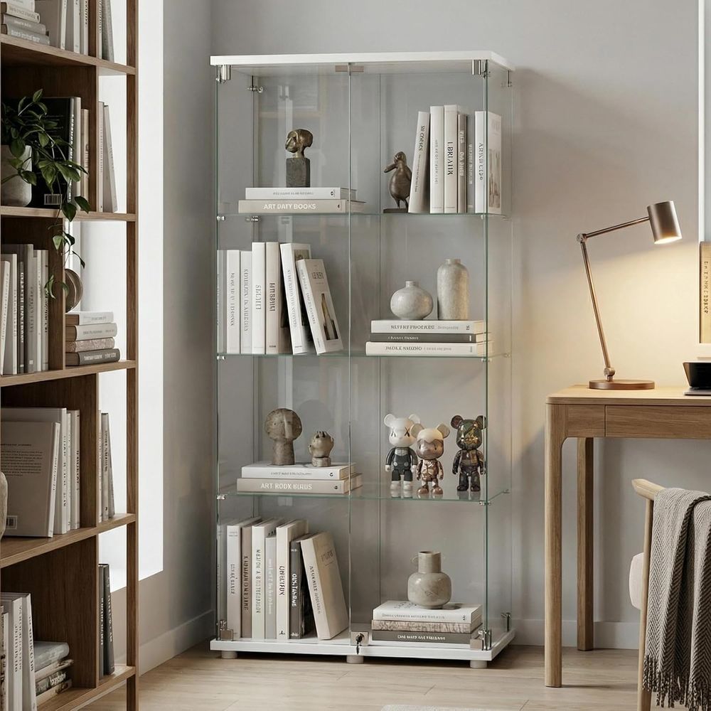 Collectible Collection - Tempered Glass Display Cabinet, 4-Tier Curio