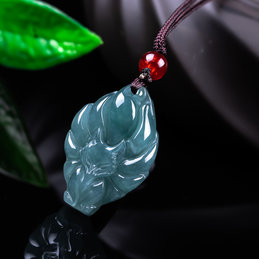 Vintage Collector - Natural Burmese Jadeite Fox Pendant Necklace